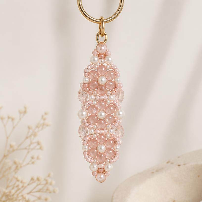 Blush Beaded Keychain